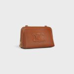 CLUTCH ON CHAIN CUIR TRIOMPHE IN SMOOTH CALFSKIN TAN - Image 3